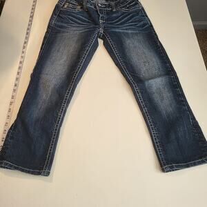 ZCO Jeans Womens 7 Dark Wash Bling Rhinestone Beaded Button Flap Pocket